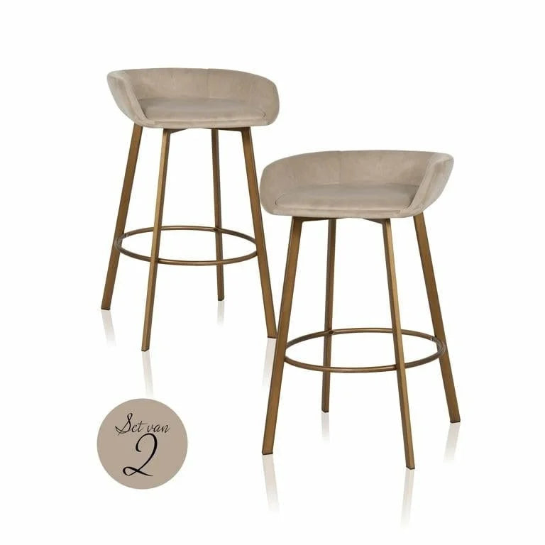 Barstol Cressida Låg khaki (set om 2)