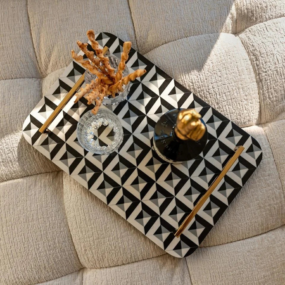 Dekorativ bricka Birte (Svart/vit)