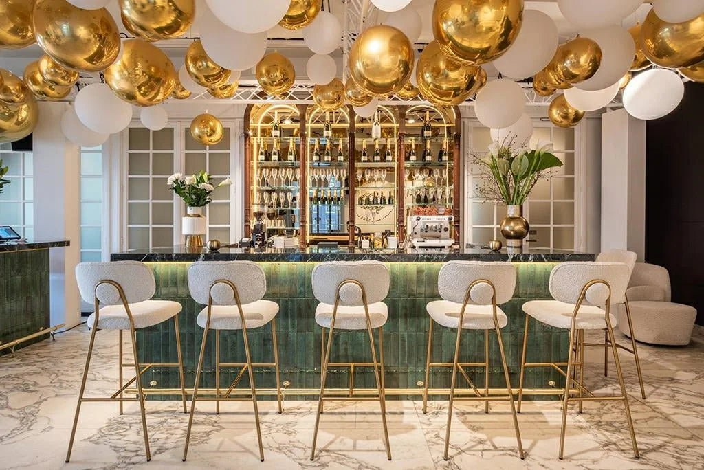 RICHMOND barstol XENIA WHITE BOUCLÉ vit