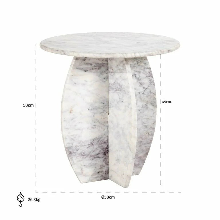 Sidobord Holmes 50Ø (Vit Marmor)