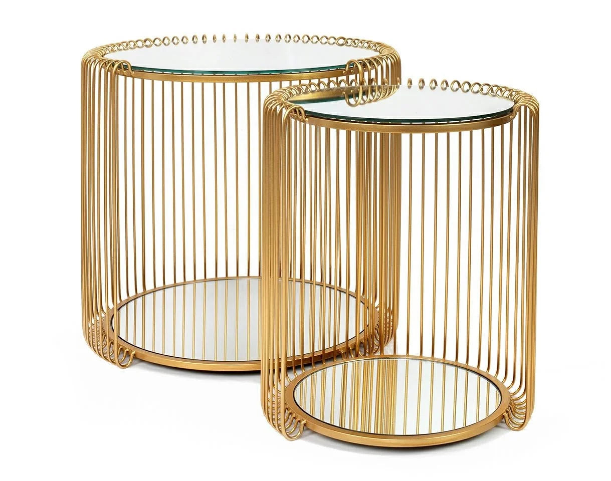 Sidobord KARE DESIGN - WIRE DOUBLE, mässing, 2-set