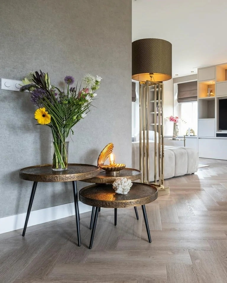 Soffbord Luton set om 3 (Svart/guld)