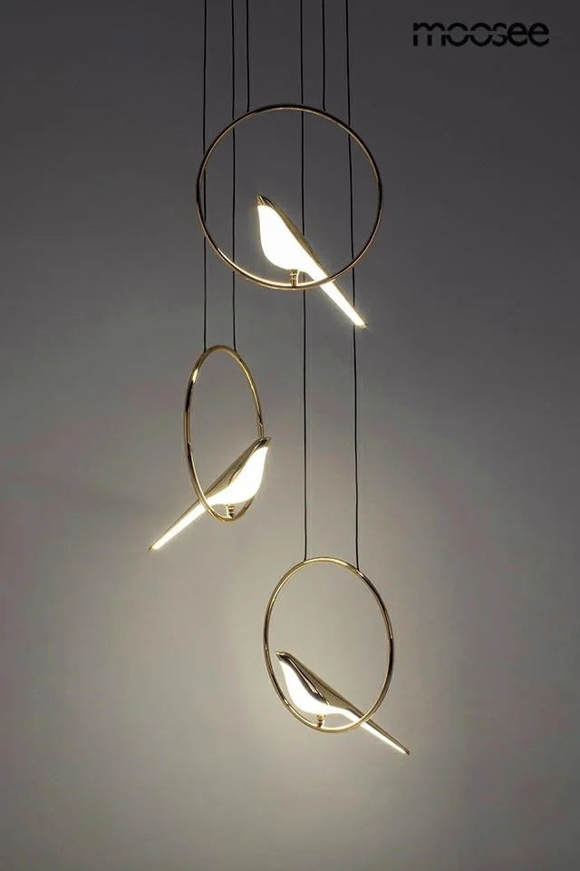 Taklampa MOOSEE - BIRD DISC guld