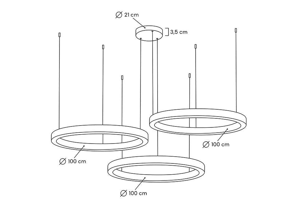Taklampa - RING 100 + 100 + 100, guld