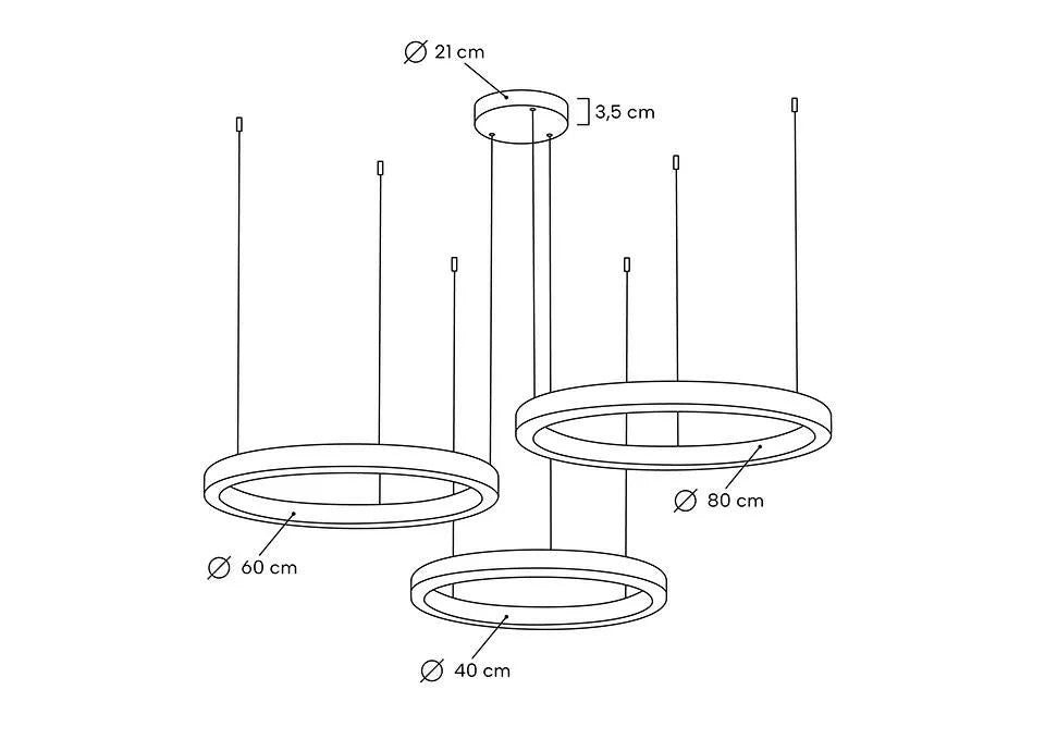 Taklampa - RING 40 + 60 + 80, guld