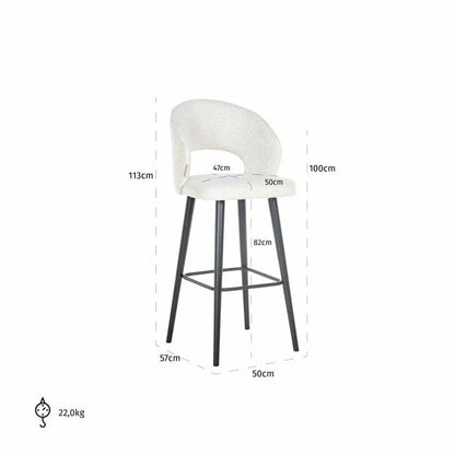 Barstol Savoy vit bouclé