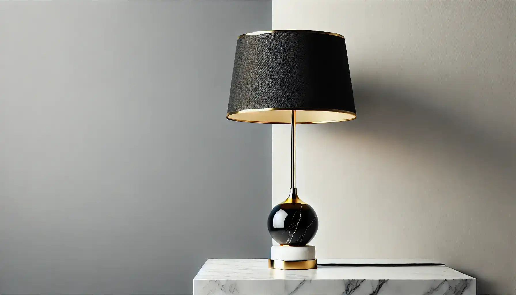 Black and gold table lamp.