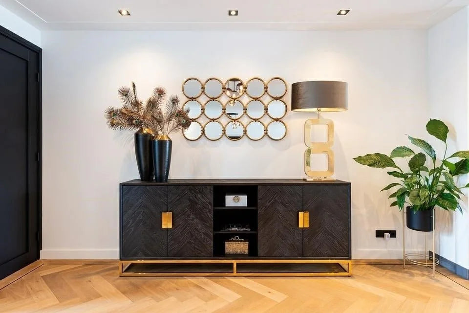 Byrå Blackbone gold 4-dörrar (Black rustic)