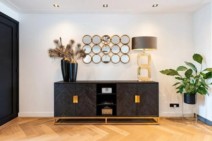 Byrå Blackbone gold 4-dörrar (Black rustic)