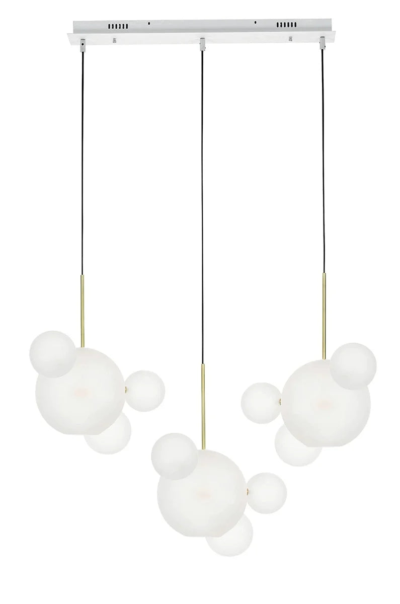 Pendellampa CAPRI LINE 3 guld / vit - 180 LED, aluminium, glas