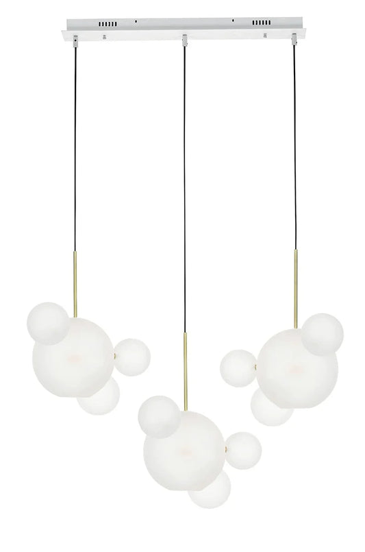 Pendellampa CAPRI LINE 3 guld / vit - 180 LED, aluminium, glas