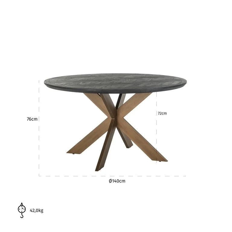 Matbord Blackbone brass 140Ø (Black rustic)