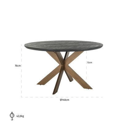 Matbord Blackbone brass 140Ø (Black rustic)