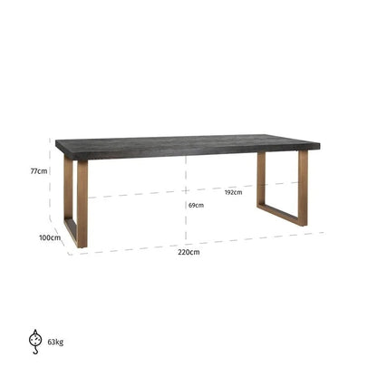 Matbord Blackbone brass 220 (Black rustic)