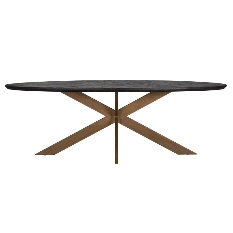 Matbord Blackbone brass oval 230 (Black rustic)