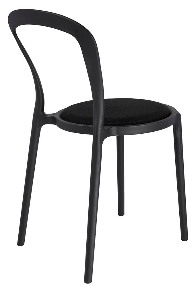 Svart SLIM stol - polypropen, tyg