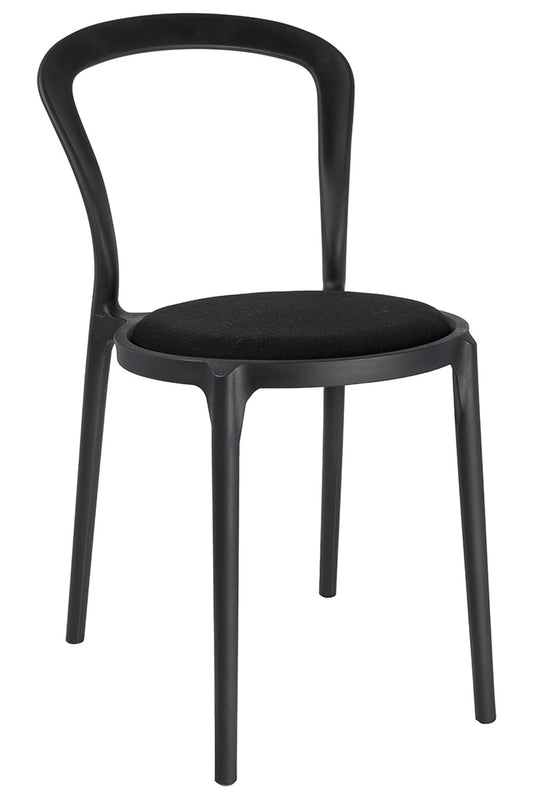 Svart SLIM stol - polypropen, tyg