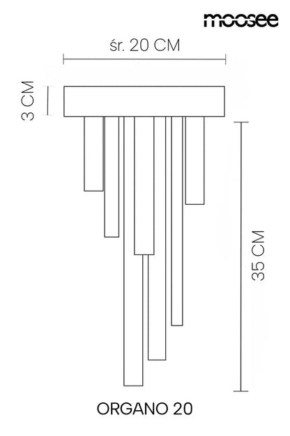 MOOSEE lampa sufitowa / plafon ORGANO 20 złota