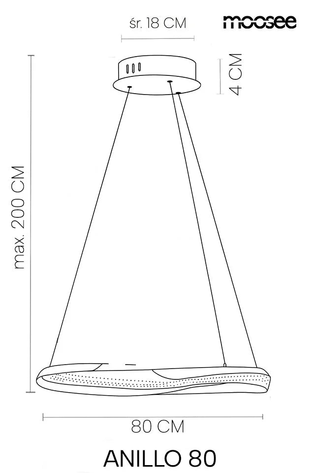 MOOSEE lampa wisząca ANILLO 80 czarny chrom