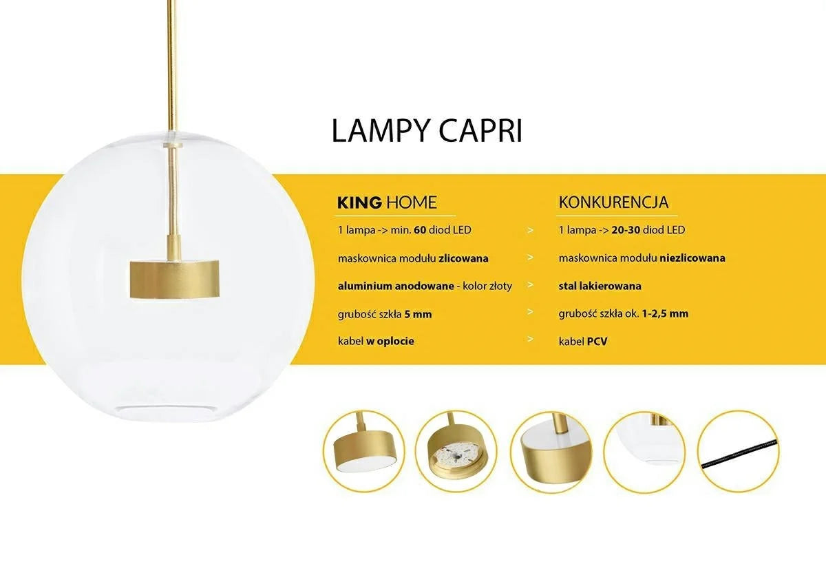 MOOSEE hänglampa CAPRI DISC 3 guld - 180 LED, aluminium, glas