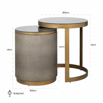Sidobord Bloomville set om 2 (Guld)
