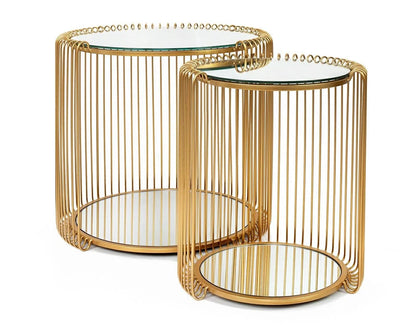 Sidobord KARE DESIGN - WIRE DOUBLE, mässing, 2-set