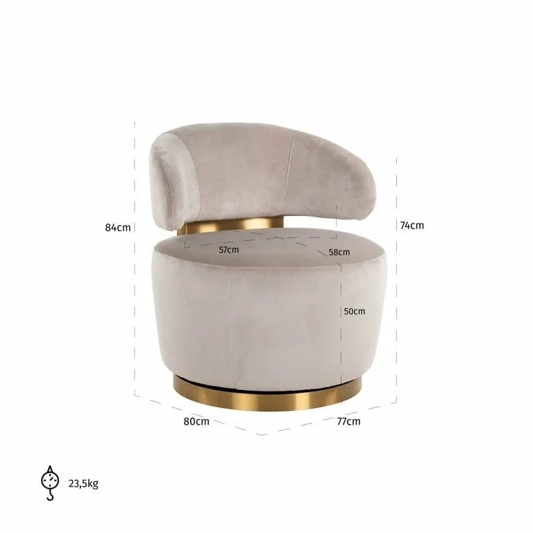 Snurrfåtölj Maxime khaki velvet