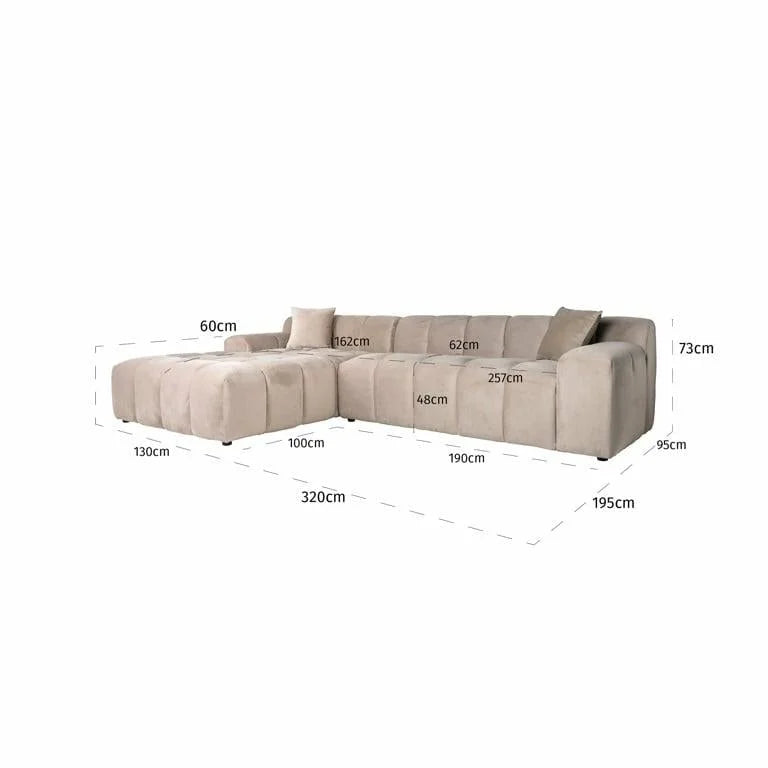Soffa Cube 3-sits Höger Khaki