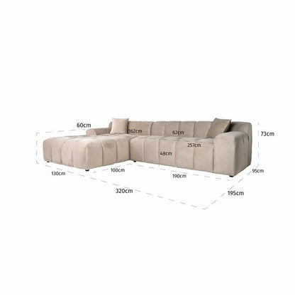 Soffa Cube 3-sits Höger Khaki