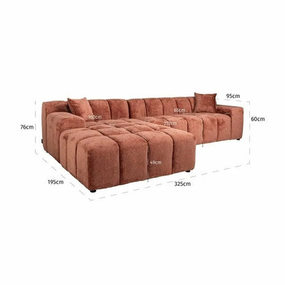 Soffa Cube 3-sits Vänster Ljusröd