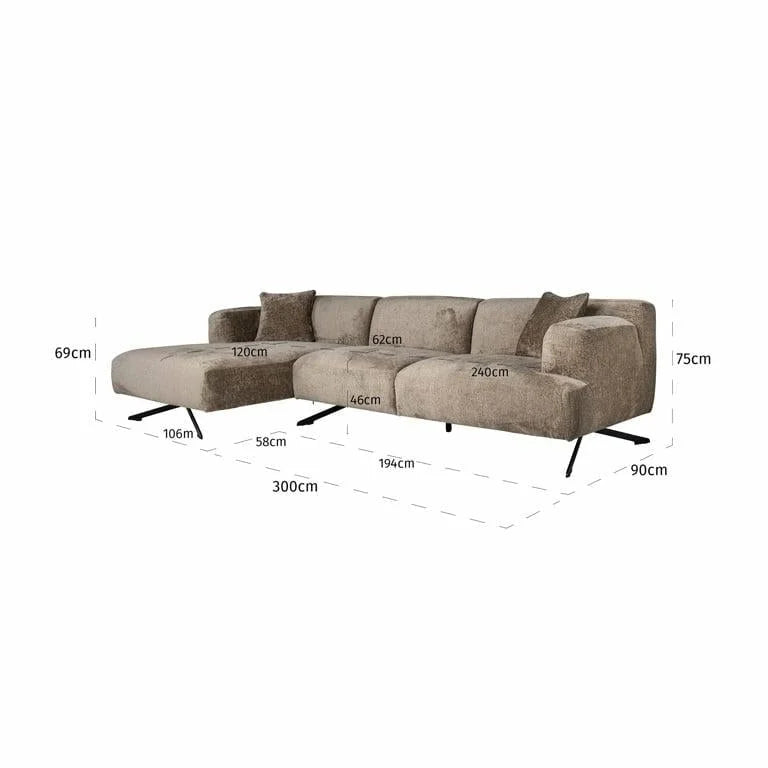 Soffa Donovan 3-sits Vänster Brun Chenille