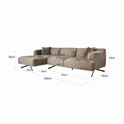 Soffa Donovan 3-sits Vänster Brun Chenille