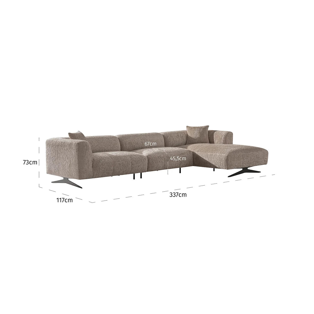 Soffa Hoxton 3-sits Höger Beige