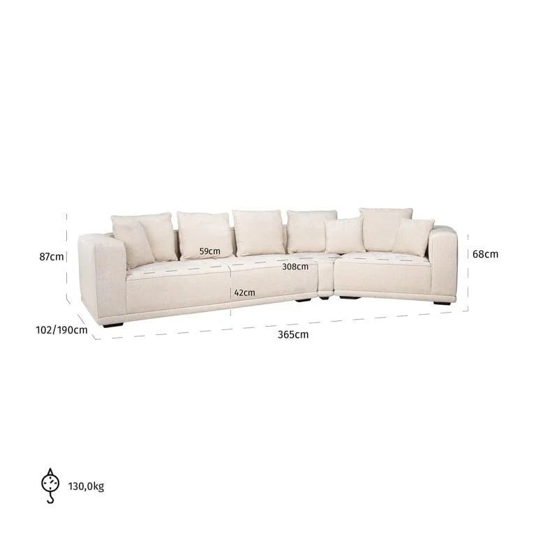 Soffa Lusso 4-sits beige chenille
