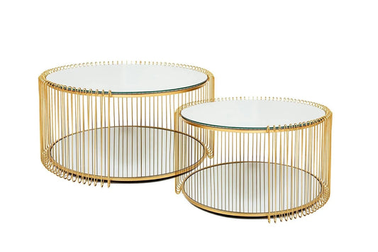 Soffbord KARE DESIGN - WIRE DOUBLE, mässing, 2-set