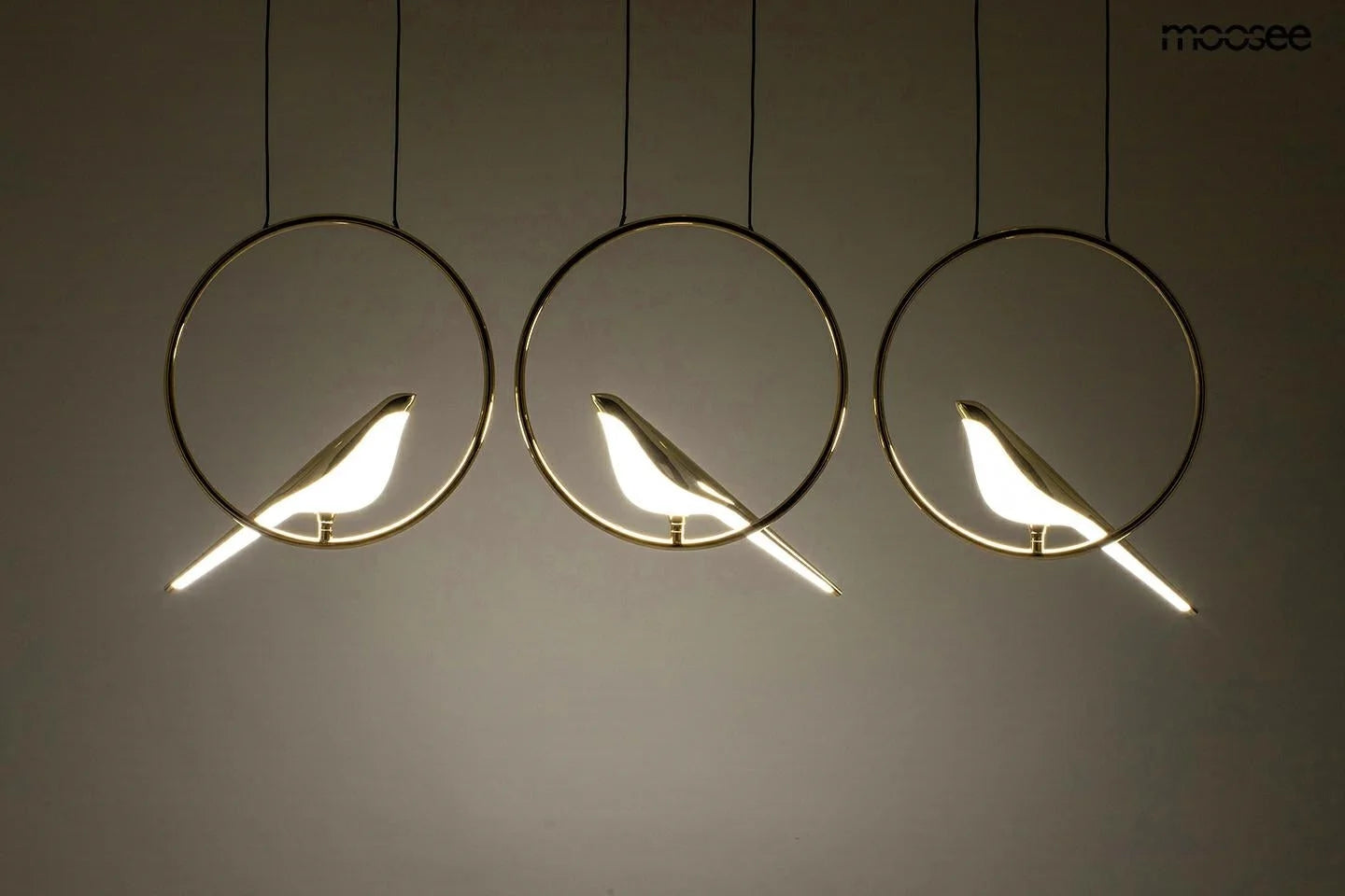 Taklampa MOOSEE - BIRD LINE, guld