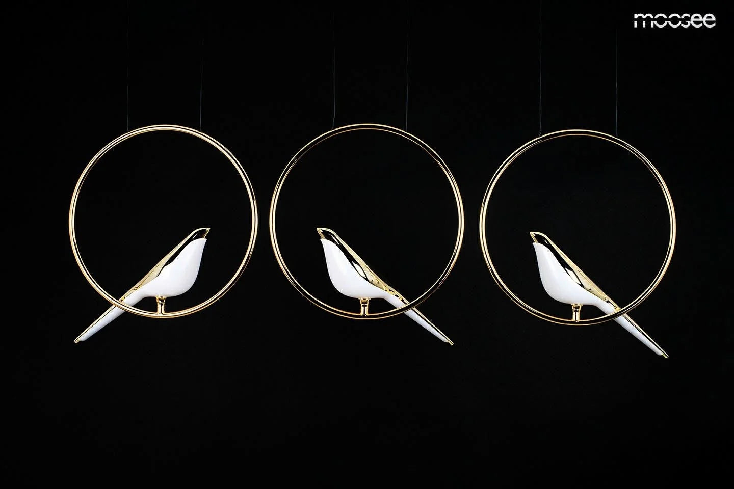 Taklampa MOOSEE - BIRD LINE, guld