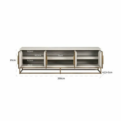 TV-bänk Whitebone brass 4-dörrar 200