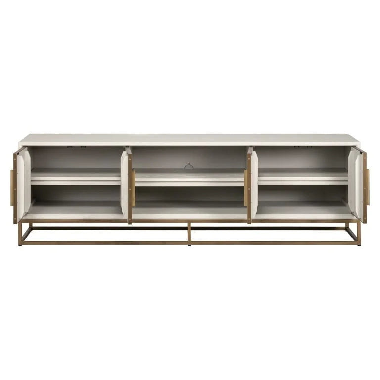 TV-bänk Whitebone brass 4-dörrar 200